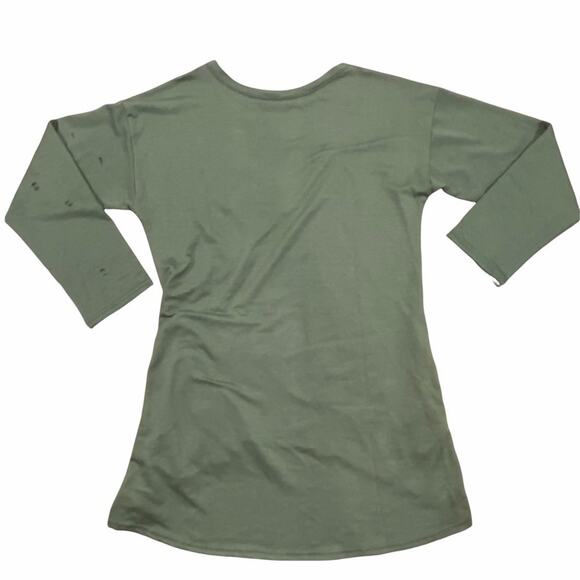 Distressed Military Green Tunic Top Dress with Pockets Large - Picture 2 of 12